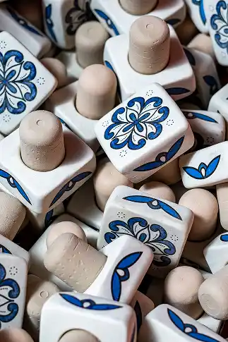 Detalle artístico de botella pintada a mano